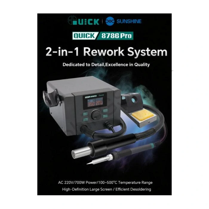 Kombinovaná teplovzdušná a mikropájkovacia stanica QUICK / Sunshine 8786 Pro (2-v-1)