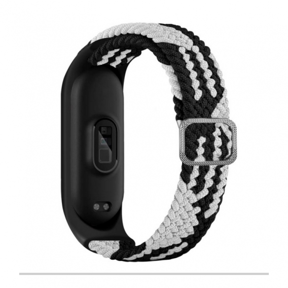 Obrázok pre Nastaviteľný pletený remienok pre Xiaomi Mi Band 6 / 5 / 4 / 3, čierno-biely