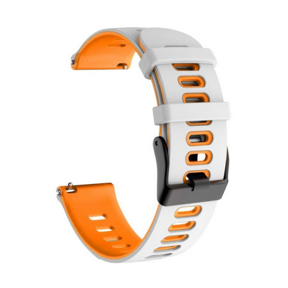 Obrázok pre Farebný silikónový remienok pre Samsung Galaxy Watch 46 mm, bielo-oranžový
