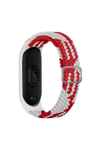 Obrázok pre Nastaviteľný pletený remienok pre Xiaomi Mi Band 6 / 5 / 4 / 3, červeno-biely