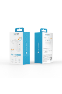 Obrázok pre Forever TC-06-40CC GaN PD QC charger 2x USB-C 40W biela