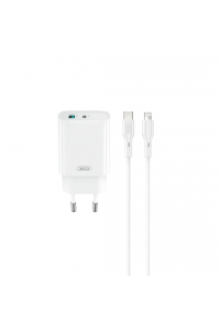 Obrázok pre XO wall charger CE30 PD 30W 1x USB-C 1x USB white + cable USB-C - Lightning 