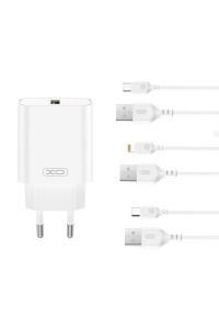 Obrázok pre XO wall charger CE33 QC 18W 1x USB white + cable Lightning 
