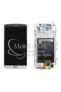 Obrázok pre LCD displej LG G3 D855 - Dotykové sklo - Rám - biely