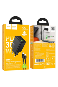 Obrázok pre Sieťová nabíjačka pre Hoco USB A + USB C QC3.0 PS AFC 3A 30W + USB C na USB C N71 kábel