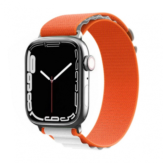 Obrázok pre Štýlový nylónový remienok pre Apple Watch 45mm / 44mm / 42mm, oranžovo-biely 