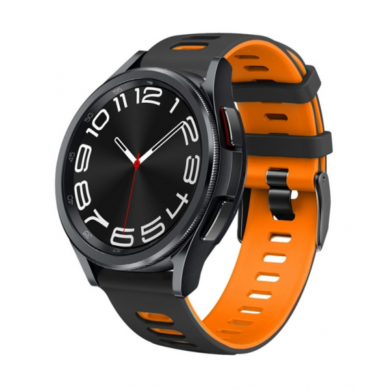 Obrázok pre Dvojfarebný silikónový remienok pre Samsung Galaxy Watch 6 Classic 47 mm, čierno-oranžový