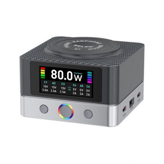 Obrázok pre Relife RL-Q7 – Inteligentná 65W nabíjacia stanica s LCD displejom a Wireless nabíjaním